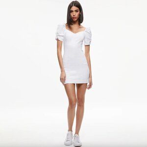 NWT Alice & Olivia Mimi Denim Mini Dress in White Vintage Sugar Size 6